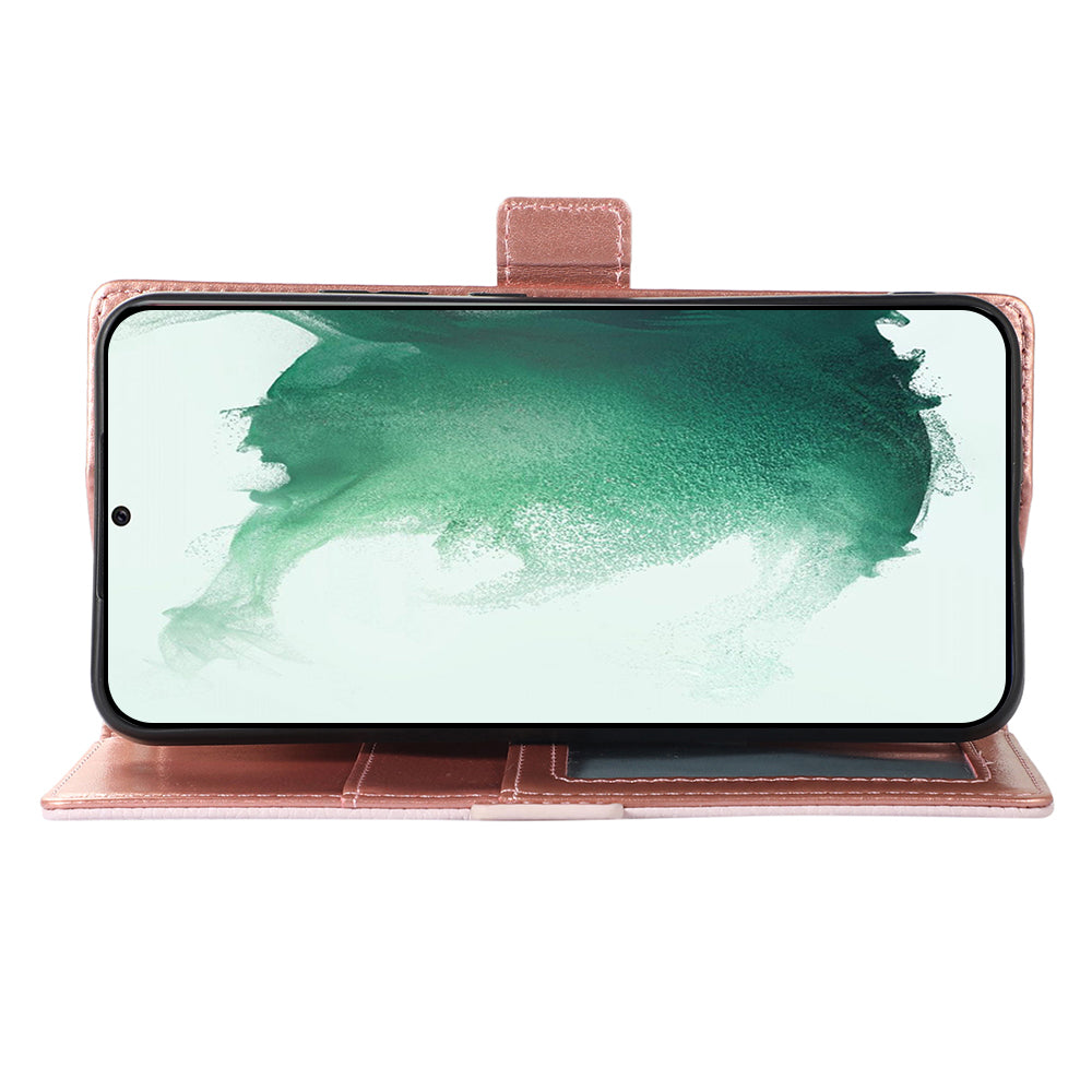 2-in-1 Magnetic Phone Case for Samsung Galaxy S23 PU Leather Litchi Texture Wallet Phone Cover with Zipper Card Bag