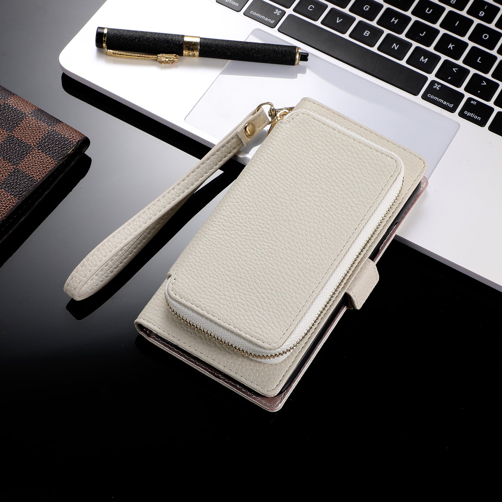 Protective PU Leather Phone Case for Samsung Galaxy S23 Ultra 2-in-1 Magnetic Wallet Phone Cover with Zipper Card Bag