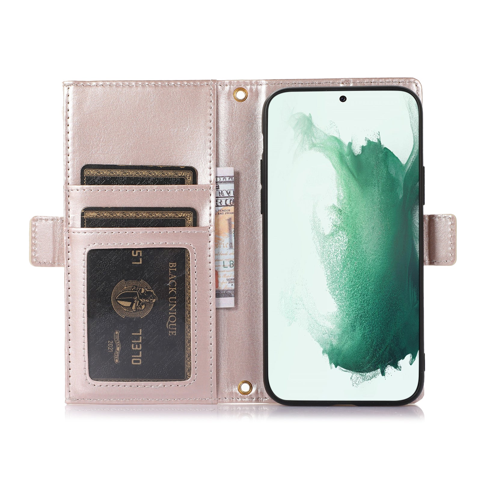 Anti-drop Phone Case For Samsung Galaxy S23 Detachable Litchi Texture PU Leather Zipper Wallet Cover Stand with Strap