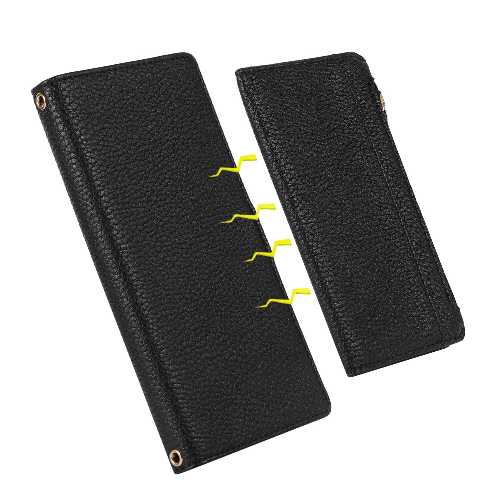 Phone Case for Samsung Galaxy S23 Ultra Litchi Texture PU Leather Detachable Zipper Wallet Cover Stand with Strap