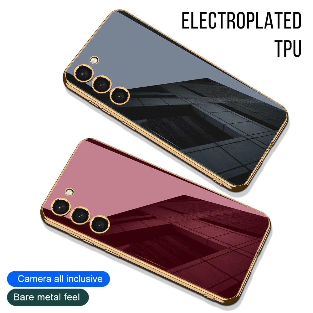 GKK For Samsung Galaxy S23 Tempered Glass PC TPU Phone Case Electroplating Edge Back Cover