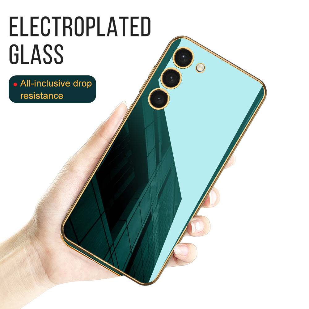 GKK For Samsung Galaxy S23 Tempered Glass PC TPU Phone Case Electroplating Edge Back Cover