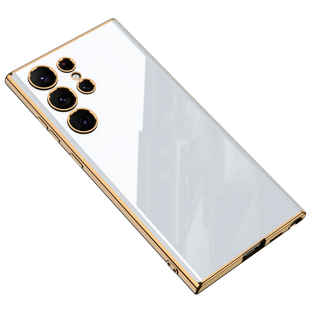 GKK For Samsung Galaxy S23 Ultra Tempered Glass PC TPU Phone Case Anti-fall Electroplating Edge Back Cover