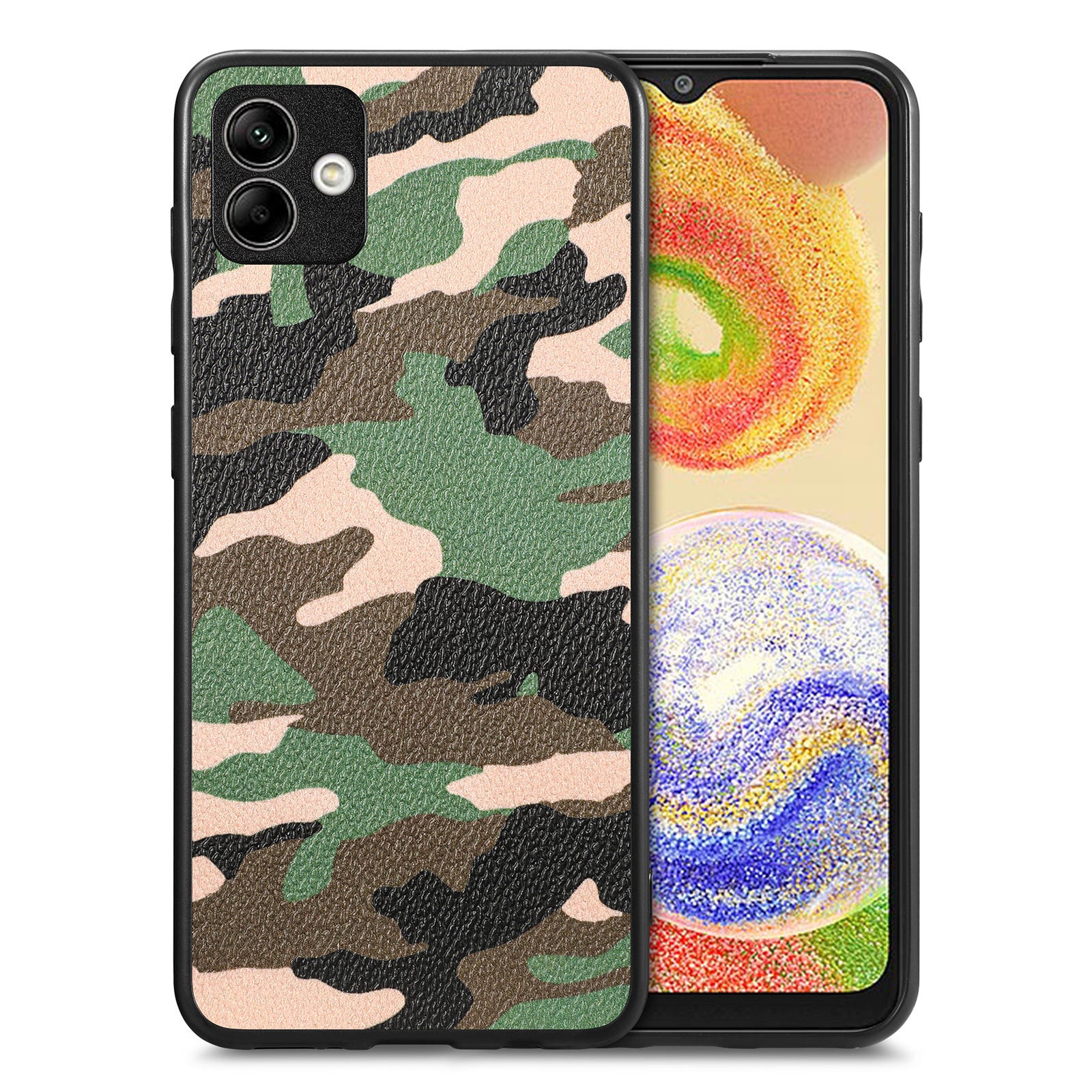 Protective Case for Samsung Galaxy A04 4G (164.4 x 76.3 x 9.1 mm) Camouflage Pattern PU Leather Coated PC TPU Precise Cutout Cover