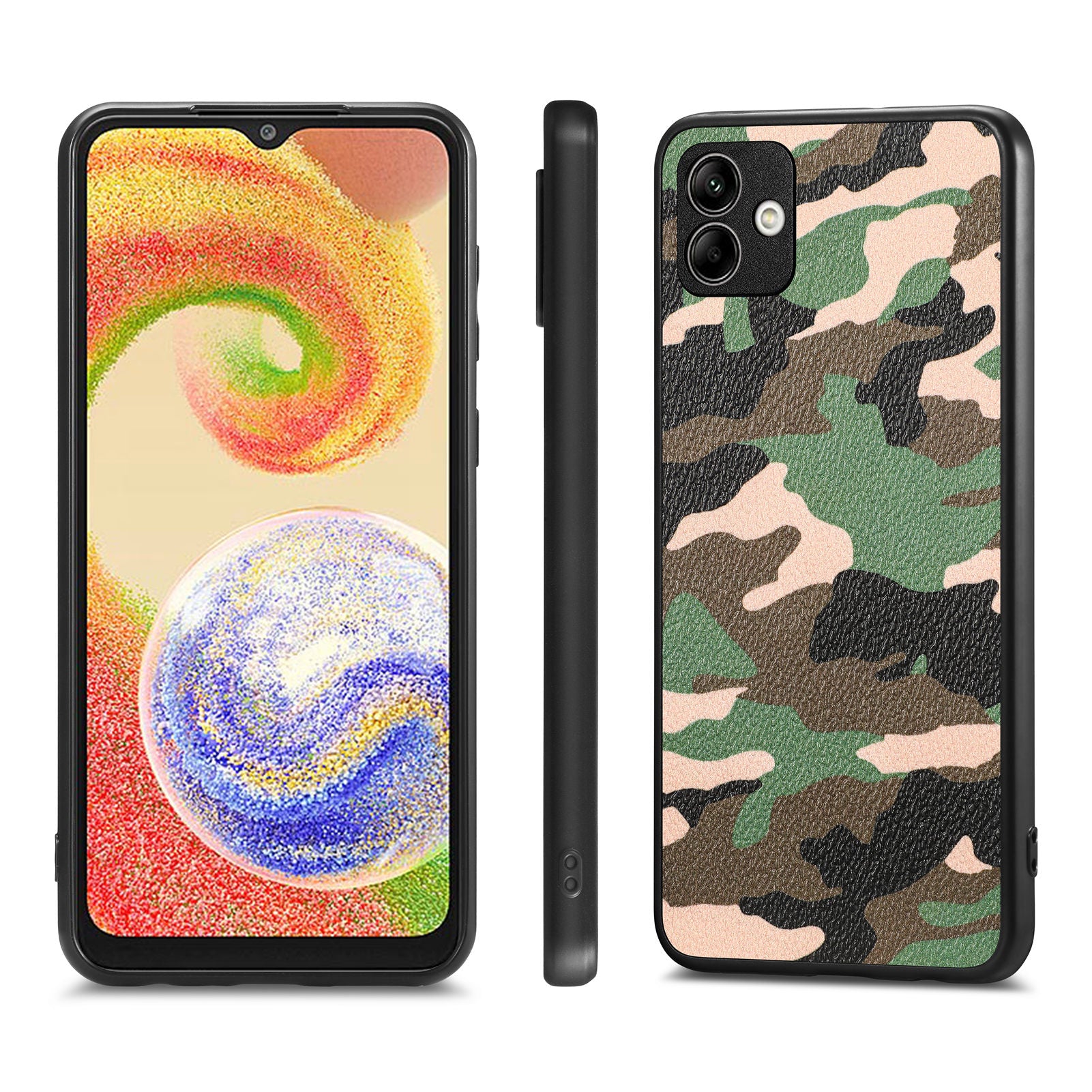 Protective Case for Samsung Galaxy A04 4G (164.4 x 76.3 x 9.1 mm) Camouflage Pattern PU Leather Coated PC TPU Precise Cutout Cover