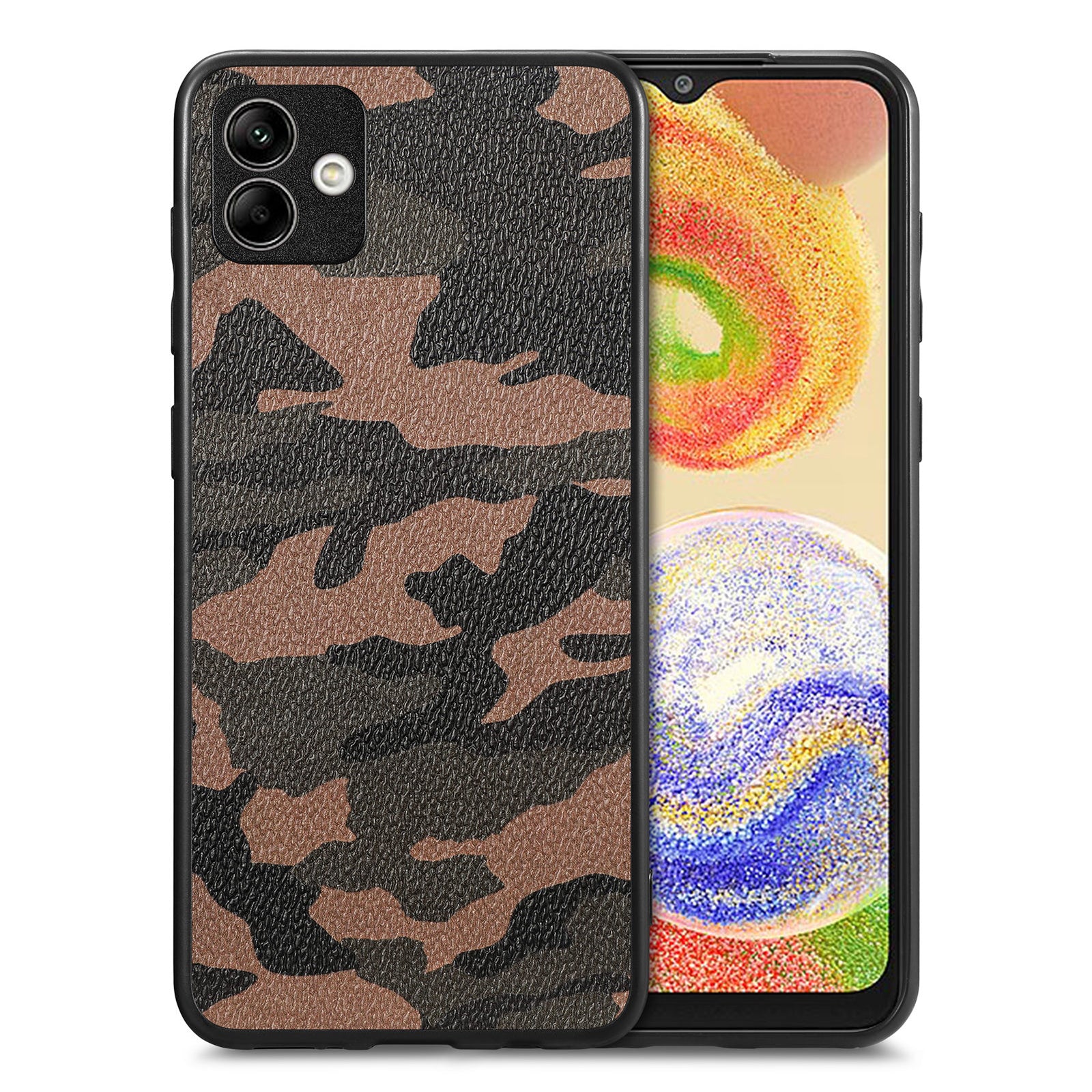 Protective Case for Samsung Galaxy A04 4G (164.4 x 76.3 x 9.1 mm) Camouflage Pattern PU Leather Coated PC TPU Precise Cutout Cover