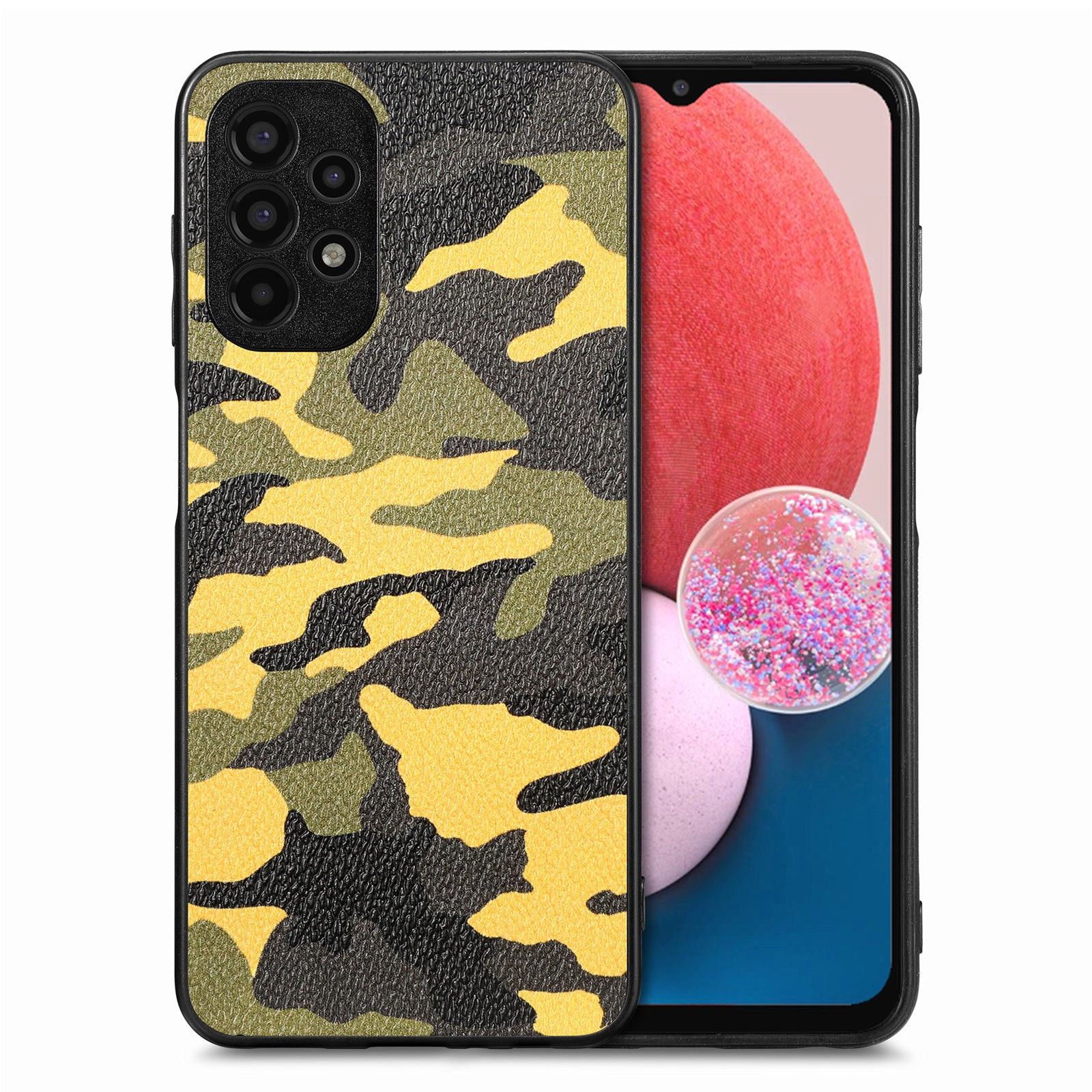 Protective Case for Samsung Galaxy A13 4G Anti-fall Camouflage Pattern PU Leather Coated PC TPU Precise Cutout Cover