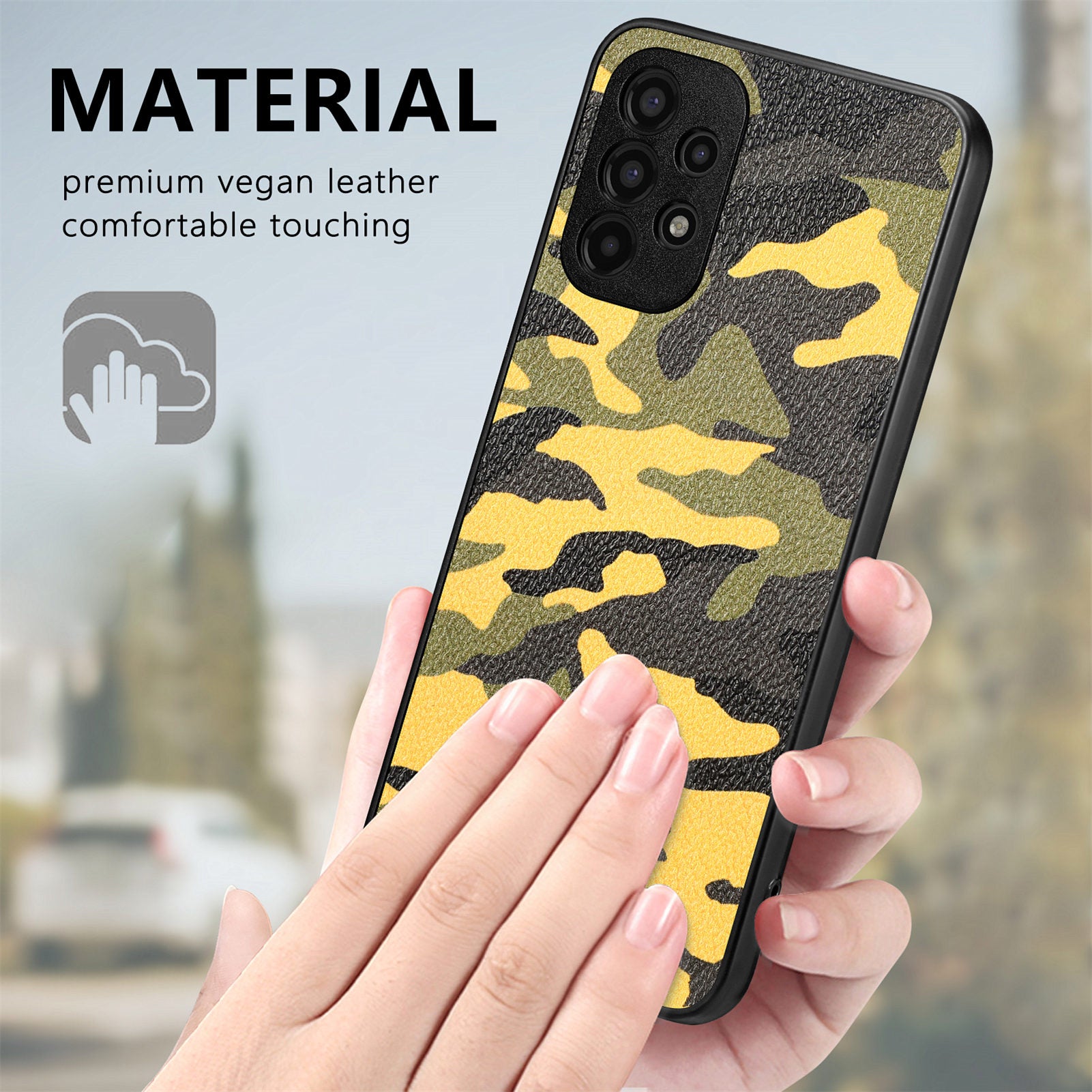 Protective Case for Samsung Galaxy A13 4G Anti-fall Camouflage Pattern PU Leather Coated PC TPU Precise Cutout Cover