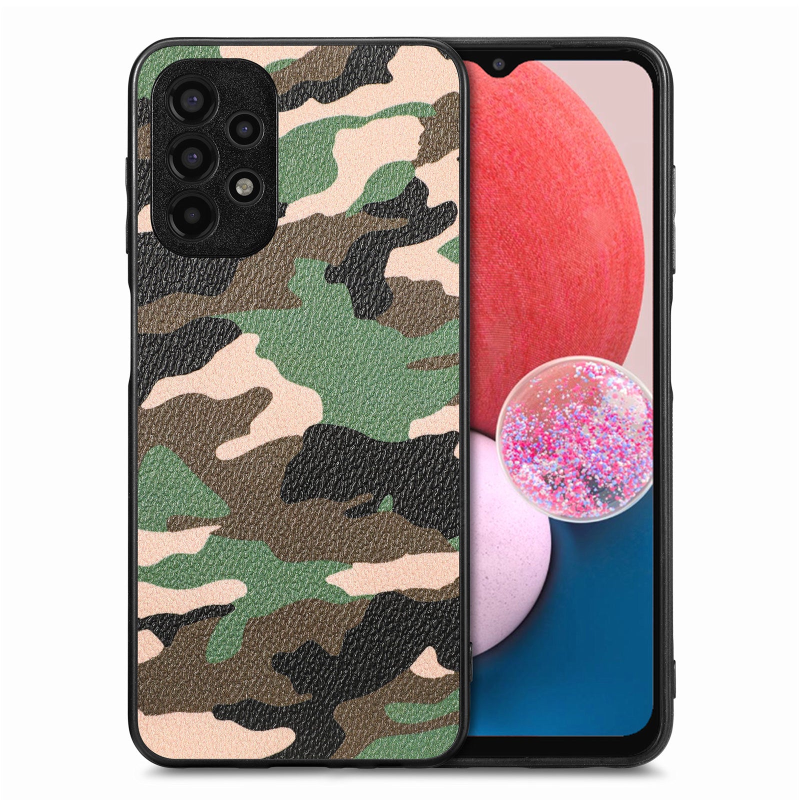Protective Case for Samsung Galaxy A13 4G Anti-fall Camouflage Pattern PU Leather Coated PC TPU Precise Cutout Cover