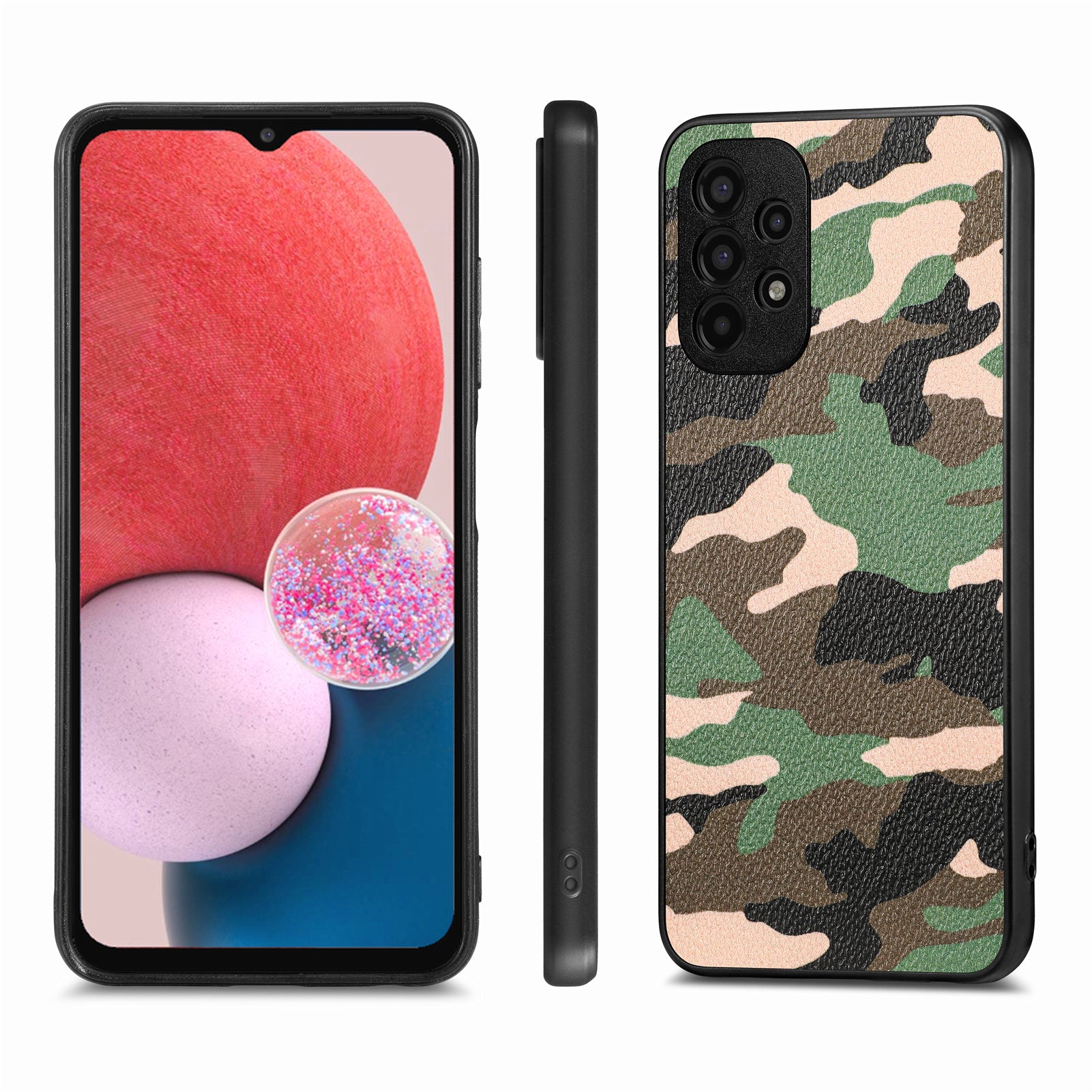 Protective Case for Samsung Galaxy A13 4G Anti-fall Camouflage Pattern PU Leather Coated PC TPU Precise Cutout Cover