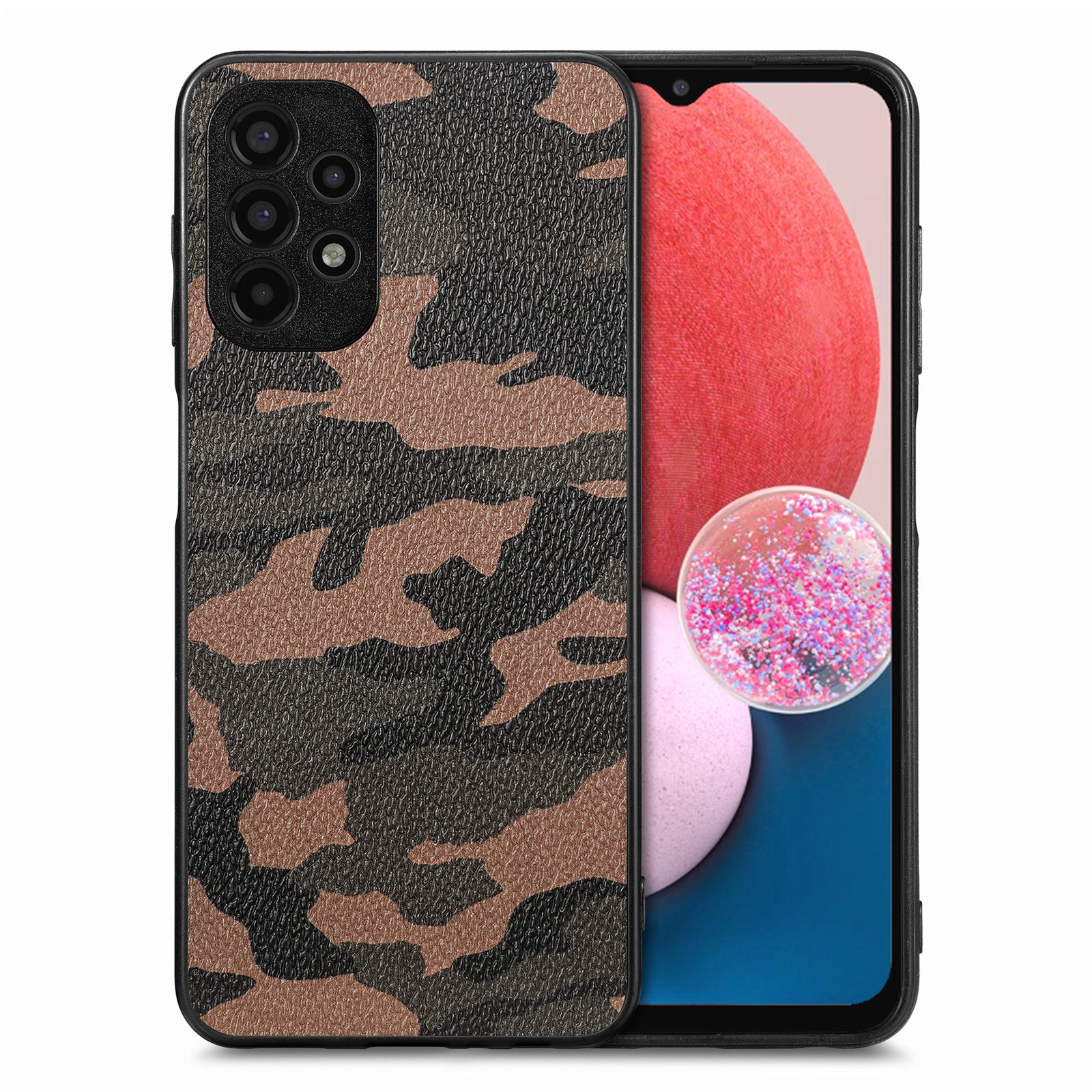Protective Case for Samsung Galaxy A13 4G Anti-fall Camouflage Pattern PU Leather Coated PC TPU Precise Cutout Cover