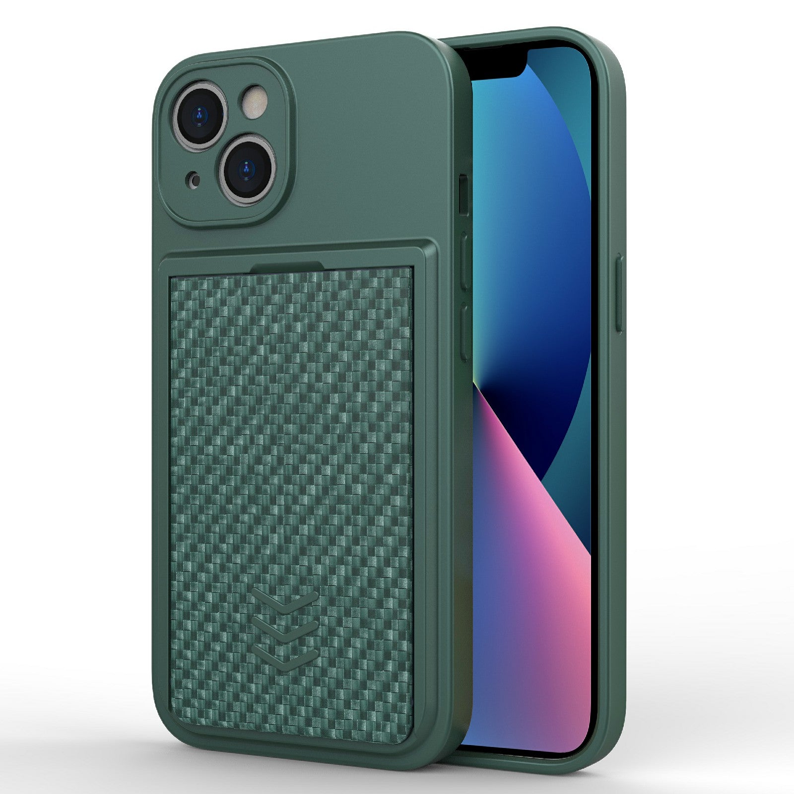 Anti-scratch Phone Cover For iPhone 13 6.1 inch, TPU+ PC Smartphone Case with Card Slot - Blue