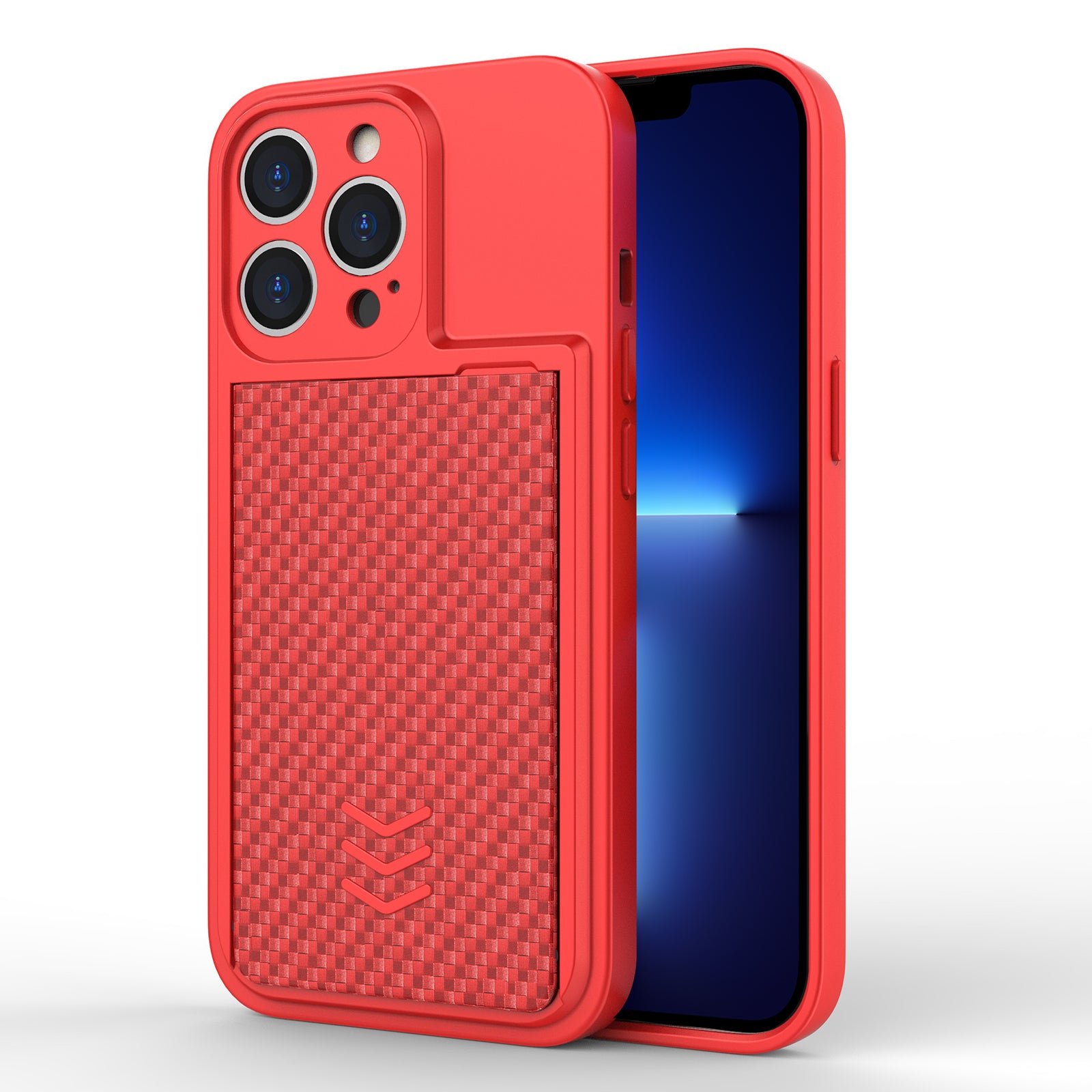 Non-slip Phone Cover Card Holder For iPhone 13 Pro Max 6.7 inch, Anti-fall TPU+ PC Protective Phone Case - Blue