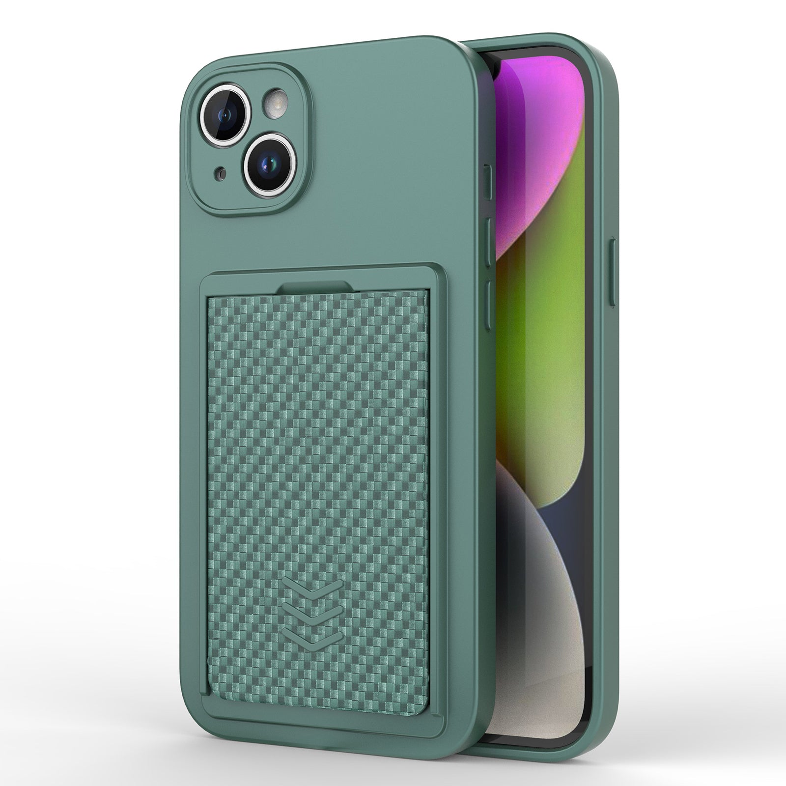 Protective Phone Case For iPhone 14 Plus, TPU+ PC Anti-shock Slim Phone Cover with Sliding Card Slot - Blue