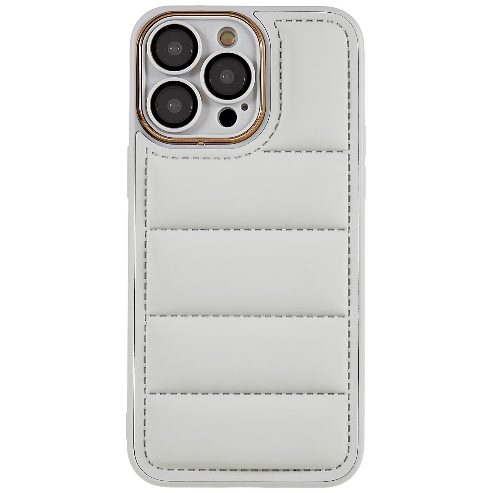 Down Jacket Design Phone Case for iPhone 12 Pro 6.1 inch, Electroplating Lens Frame Glass Lens Protector TPU Cover - Dark Purple