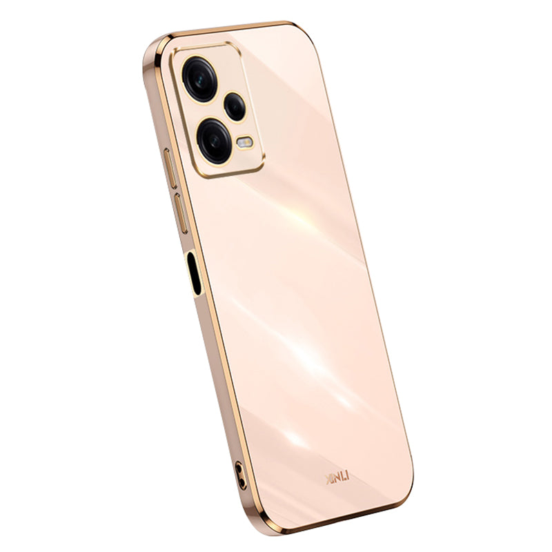 XINLI Phone Case for Xiaomi Redmi Note 12 Pro 5G Electroplating Golden Edge Anti-scratch TPU Phone Cover