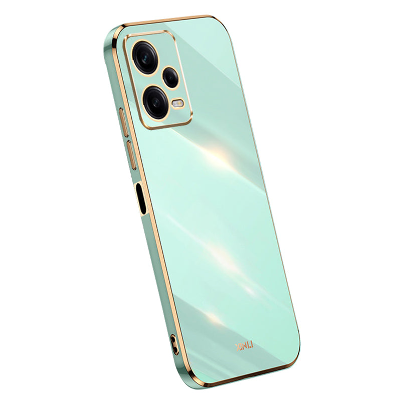 XINLI Shockproof Phone Case for Xiaomi Redmi Note 12 Pro 5G Electroplating Golden Edge TPU Phone Cover