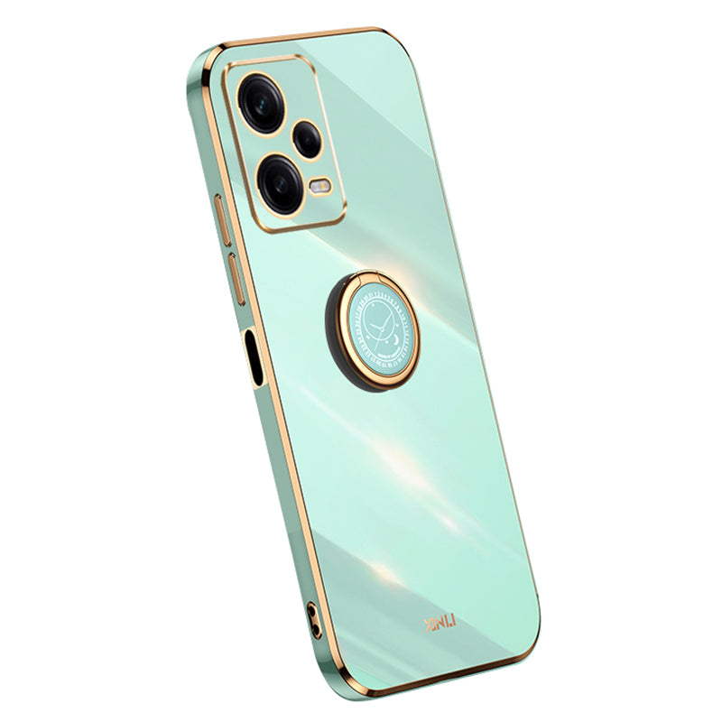 XINLI For Xiaomi Redmi Note 12 Pro 5G Ring Holder Kickstand TPU Phone Cover Case with Electroplating Edge