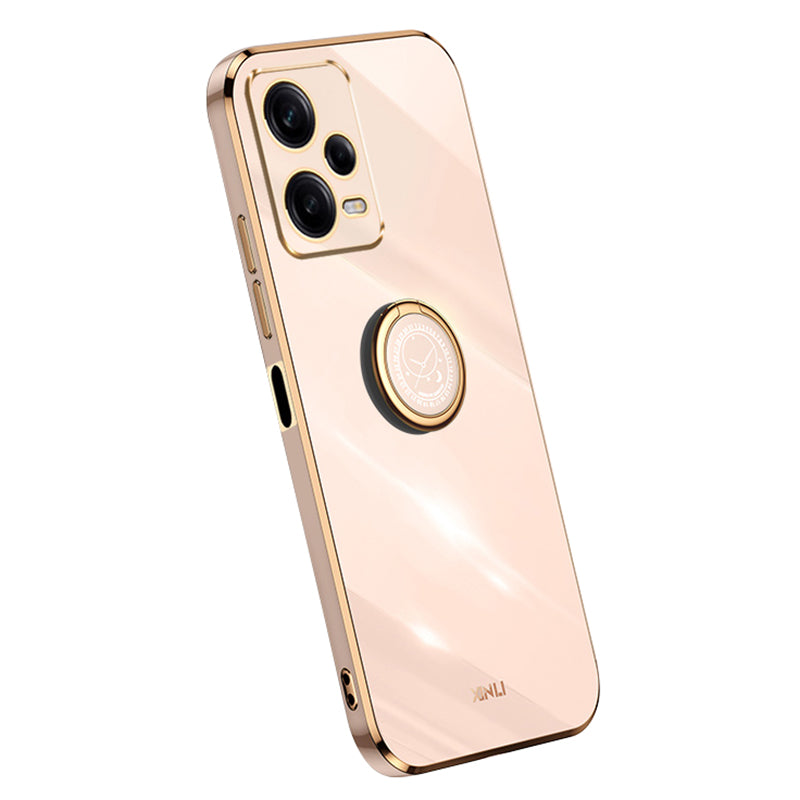 XINLI For Xiaomi Redmi Note 12 Pro 5G Ring Holder Kickstand TPU Phone Cover Case with Electroplating Edge