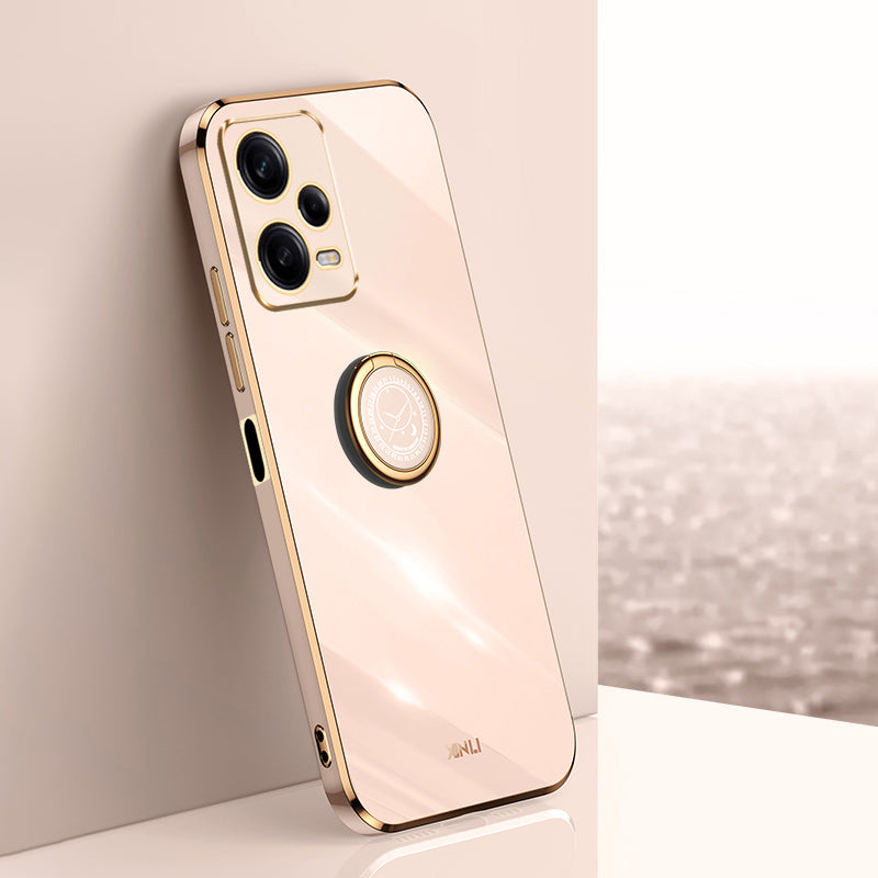 XINLI For Xiaomi Redmi Note 12 Pro 5G Ring Holder Kickstand TPU Phone Cover Case with Electroplating Edge