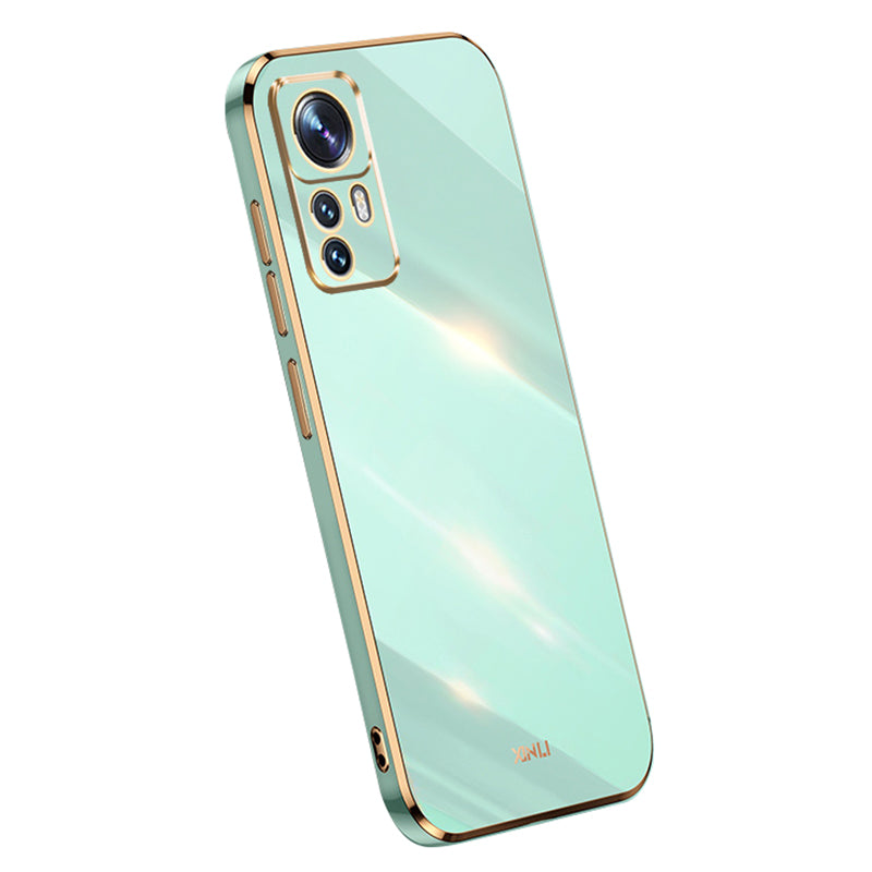 XINLI For Xiaomi 12T Pro 5G Phone Cover Shell Electroplating Golden Edge Anti-scratch TPU Phone Case