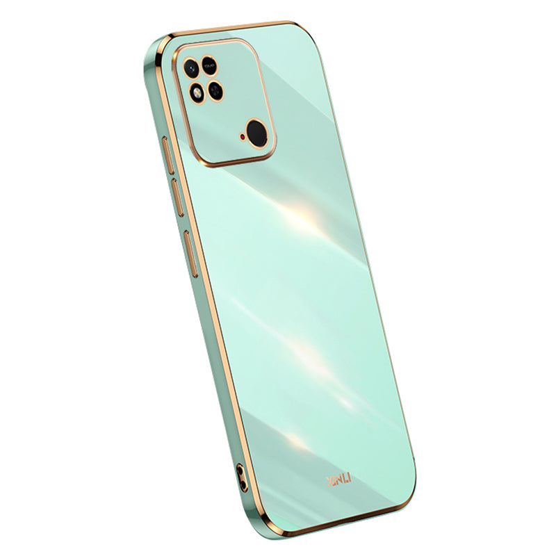 XINLI For Xiaomi Redmi 10C 4G Phone Case with Electroplating Golden Edge Anti-dust TPU Phone Cover