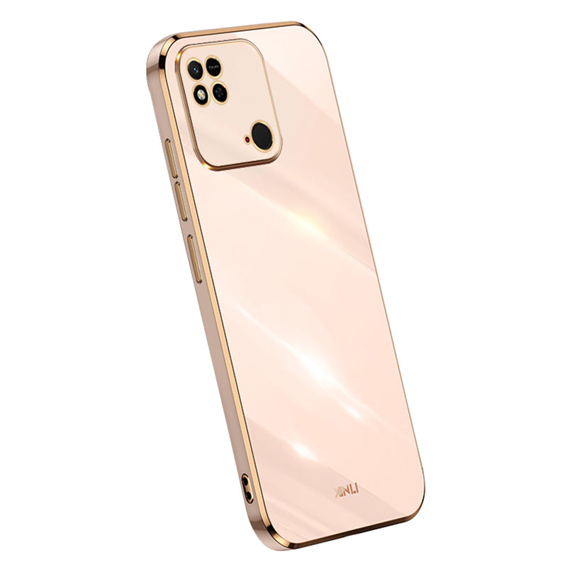 XINLI For Xiaomi Redmi 10C 4G Phone Case with Electroplating Golden Edge Anti-dust TPU Phone Cover