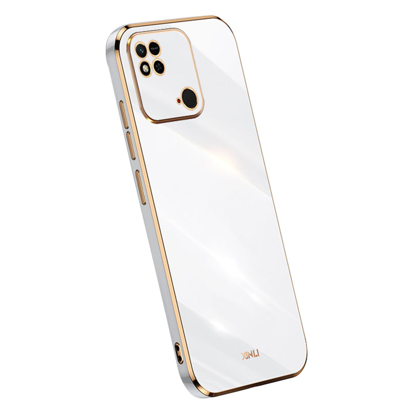 XINLI For Xiaomi Redmi 10C 4G Phone Case with Electroplating Golden Edge Anti-dust TPU Phone Cover