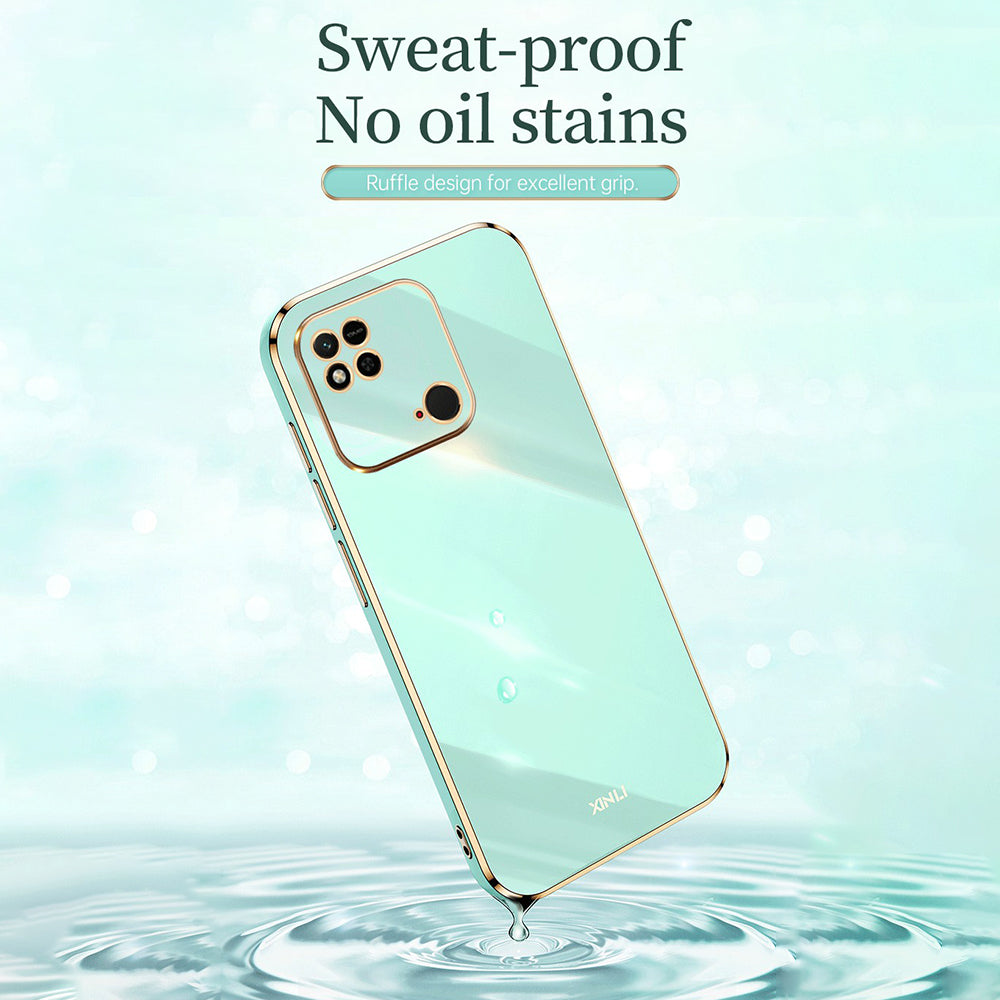 XINLI For Xiaomi Redmi 10C 4G Phone Case with Electroplating Golden Edge Anti-dust TPU Phone Cover