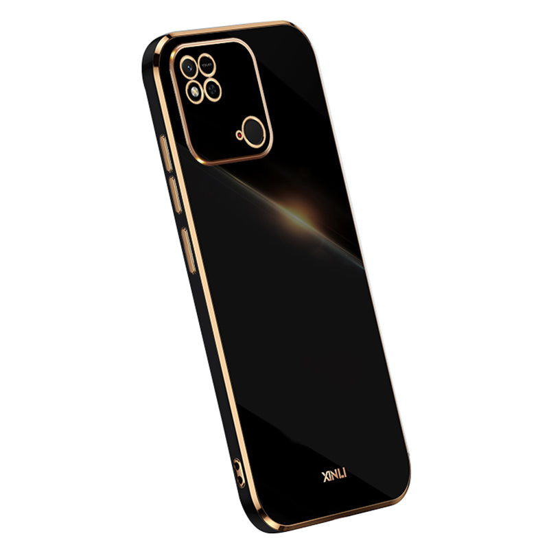 XINLI For Xiaomi Redmi 10C 4G Phone Case with Electroplating Golden Edge Anti-dust TPU Phone Cover