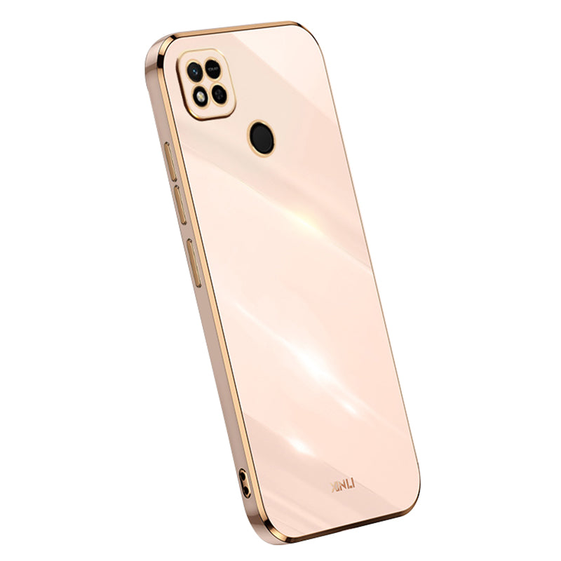 XINLI Cell Phone Case for Xiaomi Redmi 10A Flexible TPU Phone Cover with Electroplating Golden Edge