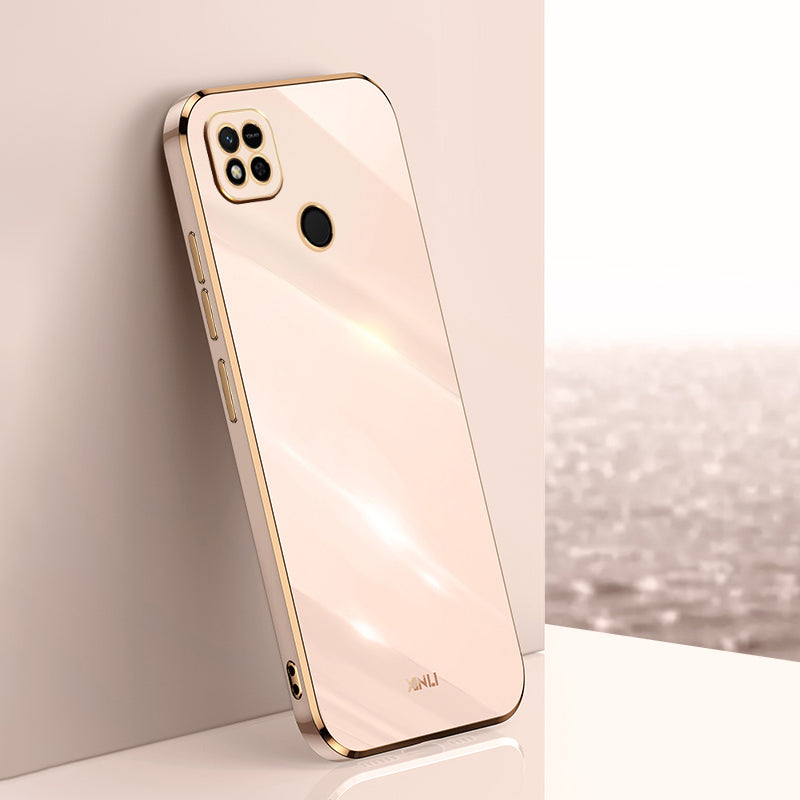 XINLI Cell Phone Case for Xiaomi Redmi 10A Flexible TPU Phone Cover with Electroplating Golden Edge