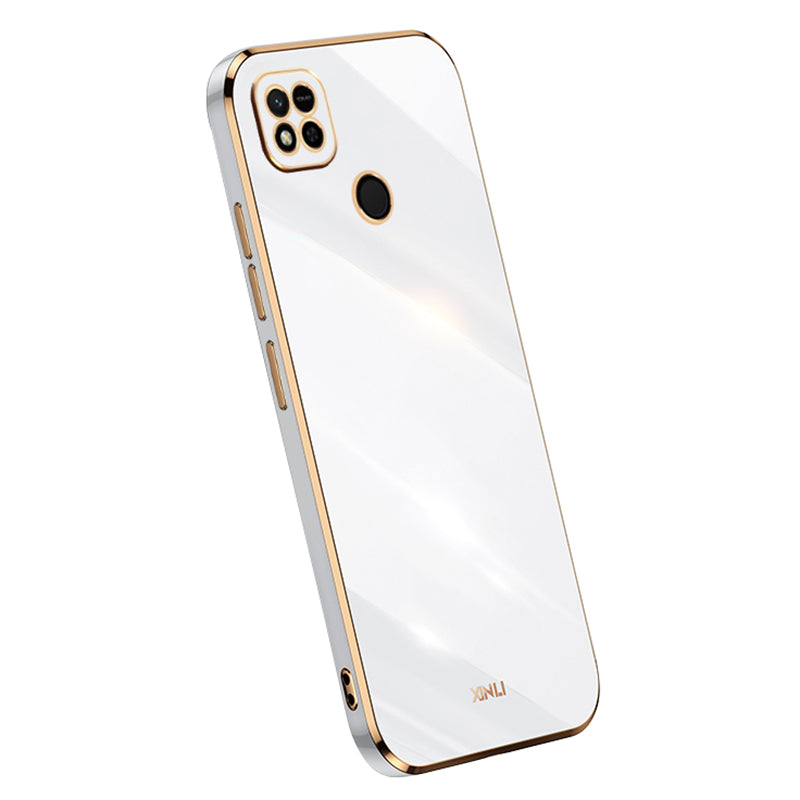 XINLI Cell Phone Case for Xiaomi Redmi 10A Flexible TPU Phone Cover with Electroplating Golden Edge