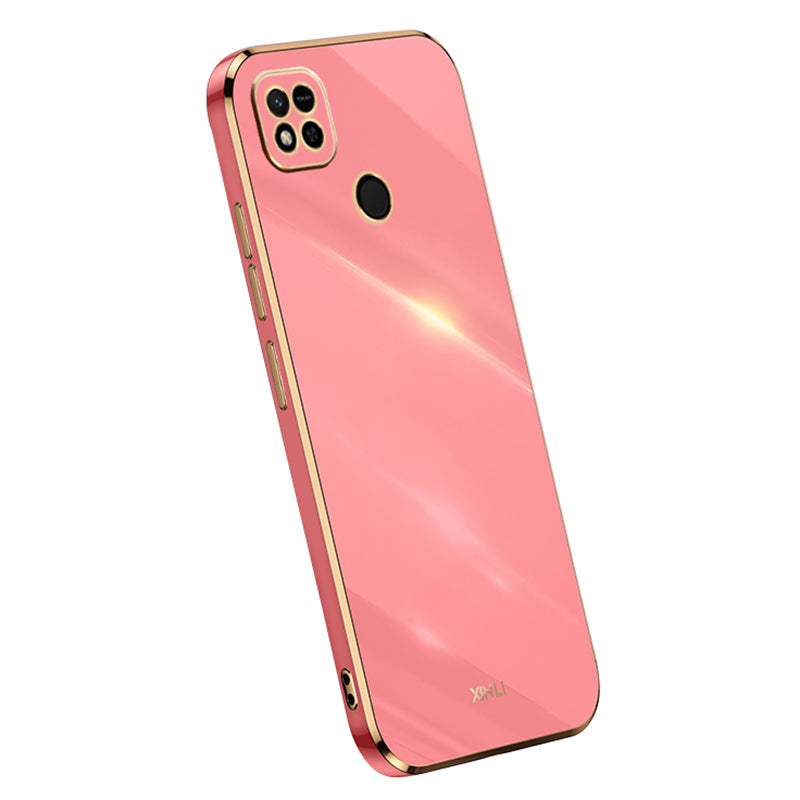 XINLI Cell Phone Case for Xiaomi Redmi 10A Flexible TPU Phone Cover with Electroplating Golden Edge