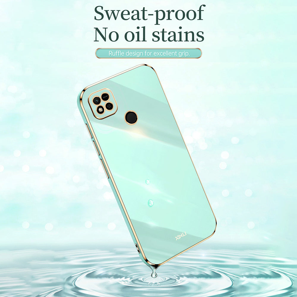 XINLI Cell Phone Case for Xiaomi Redmi 10A Flexible TPU Phone Cover with Electroplating Golden Edge
