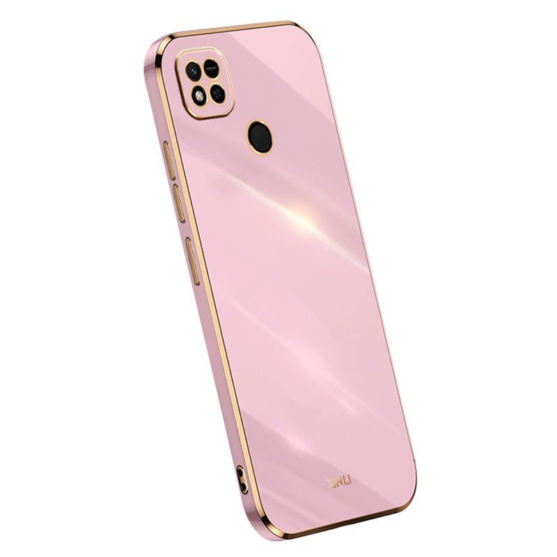 XINLI Cell Phone Case for Xiaomi Redmi 10A Flexible TPU Phone Cover with Electroplating Golden Edge