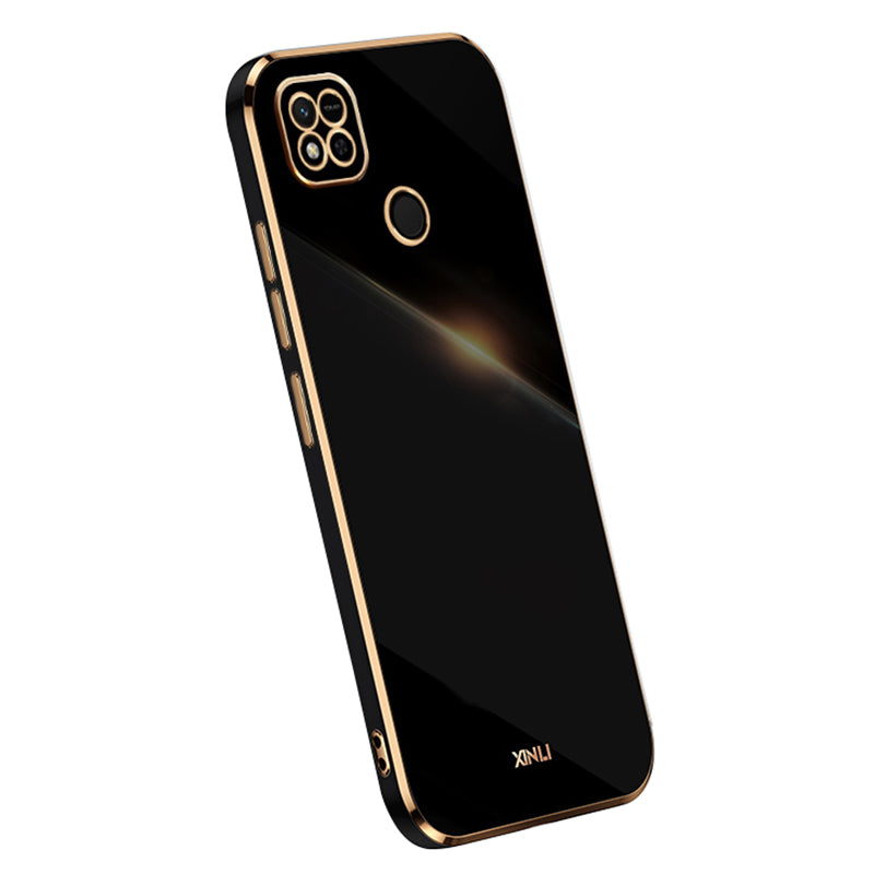 XINLI Cell Phone Case for Xiaomi Redmi 10A Flexible TPU Phone Cover with Electroplating Golden Edge