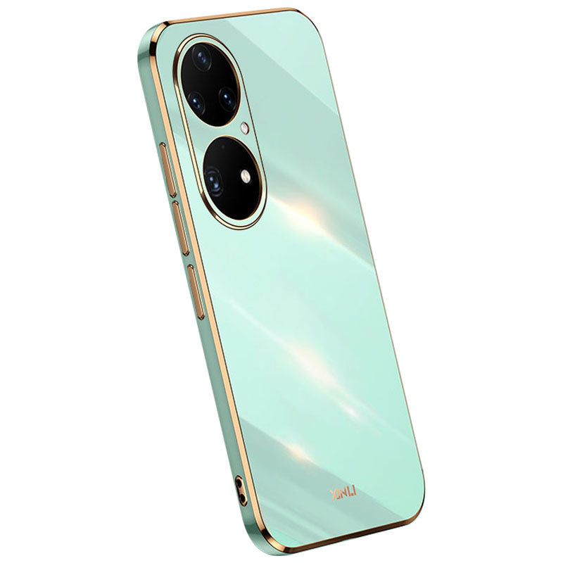 XINLI Shockproof Phone Case for Huawei P50 Pro 4G Electroplating TPU Back Shell Full Camera Lens Protection Cover