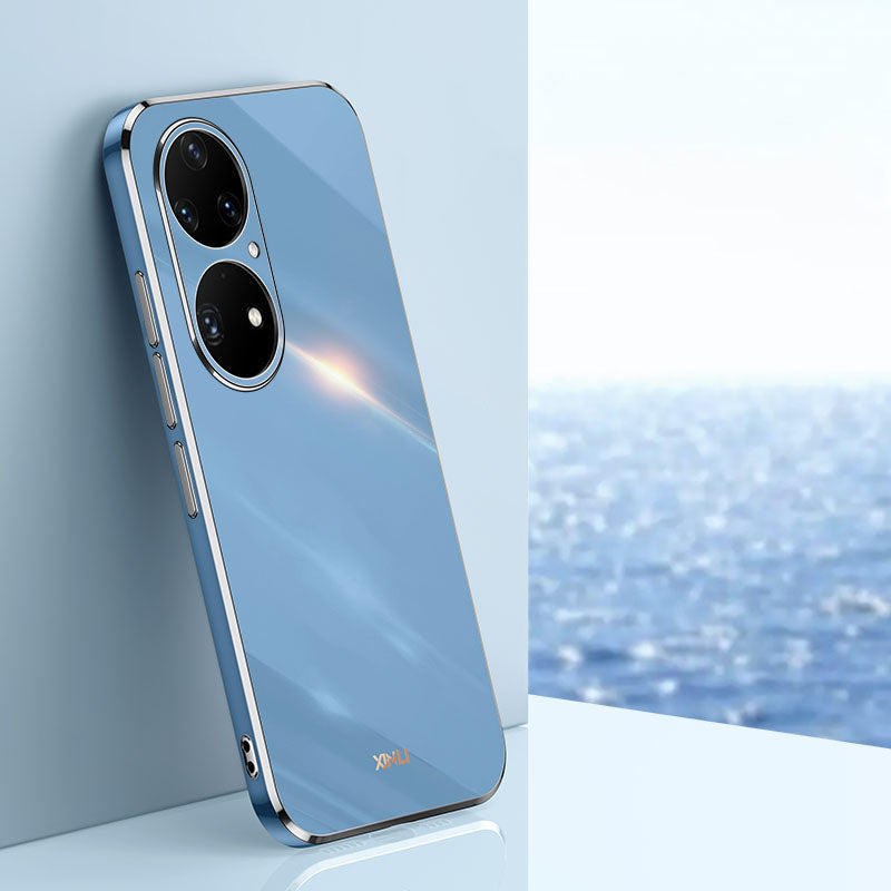 Nárazuvzdorné pouzdro na telefon XINLI pro Huawei P50 Pro 4G s galvanickým pokovováním TPU zadní kryt kompletního ochranného krytu objektivu fotoaparátu