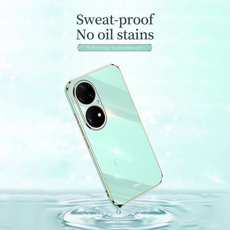 Nárazuvzdorné pouzdro na telefon XINLI pro Huawei P50 Pro 4G s galvanickým pokovováním TPU zadní kryt kompletního ochranného krytu objektivu fotoaparátu