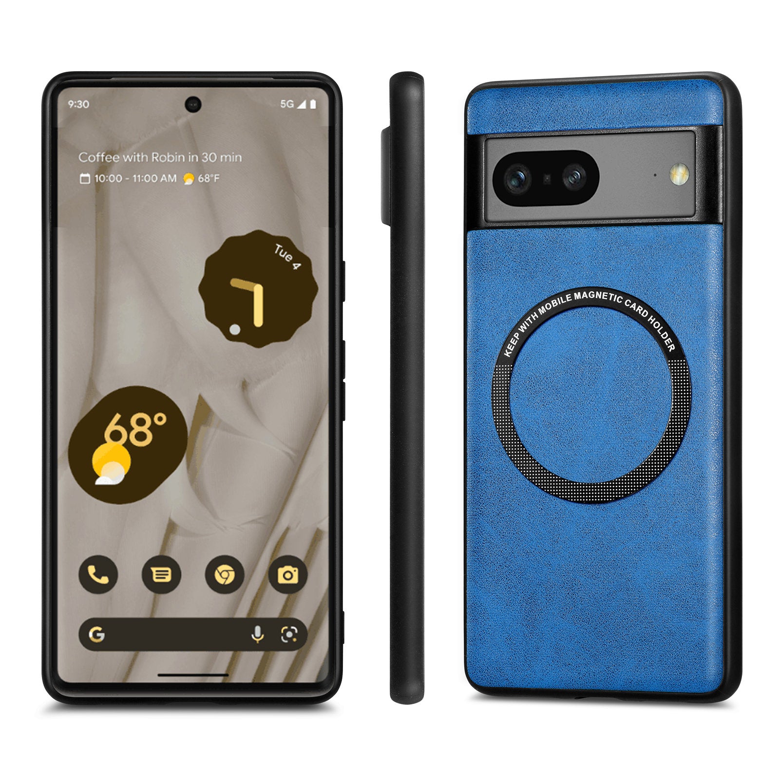 Phone Case Compatible with MagSafe for Google Pixel 7 5G PU Leather Coated PC TPU Cover