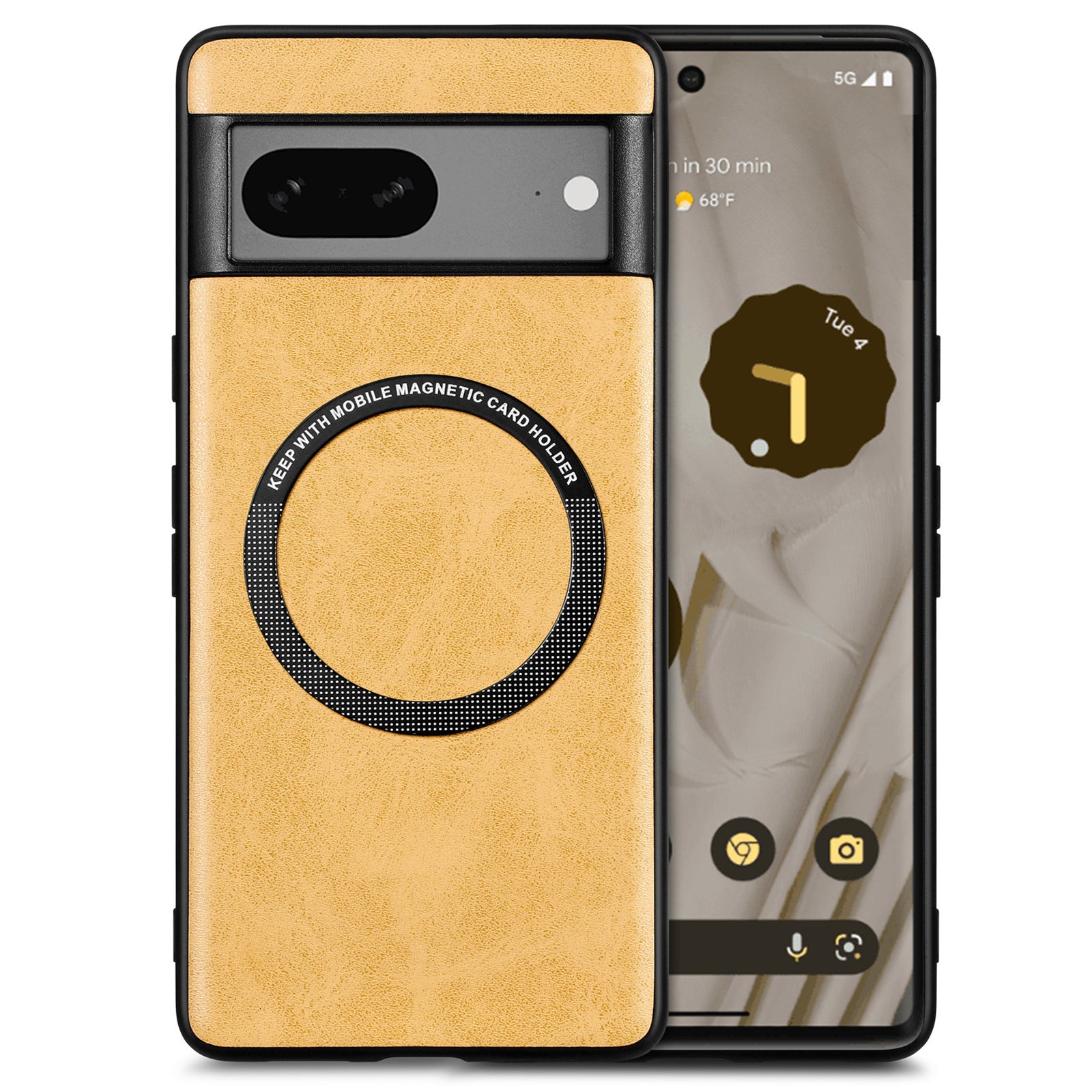 Phone Case Compatible with MagSafe for Google Pixel 7 5G PU Leather Coated PC TPU Cover