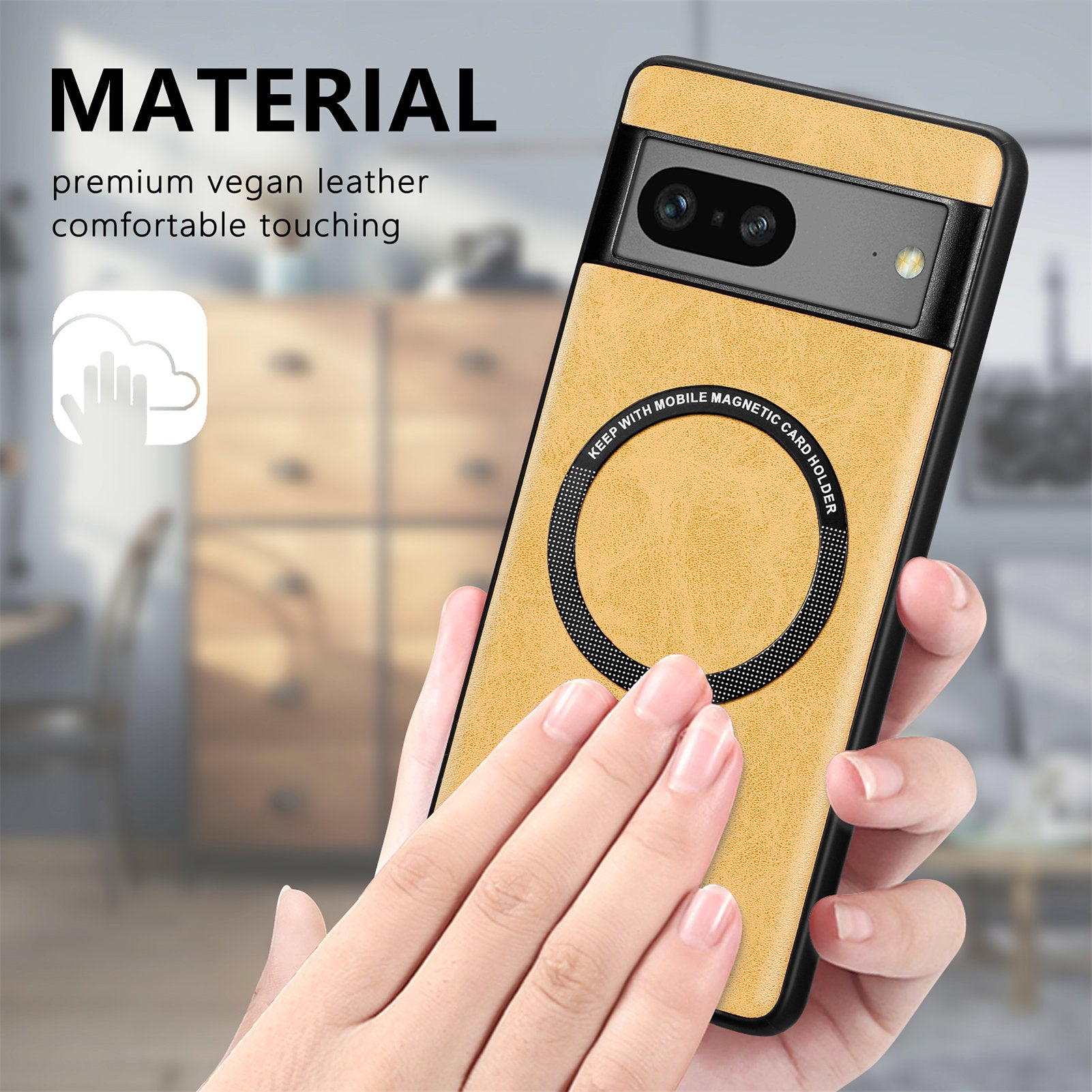 Phone Case Compatible with MagSafe for Google Pixel 7 5G PU Leather Coated PC TPU Cover