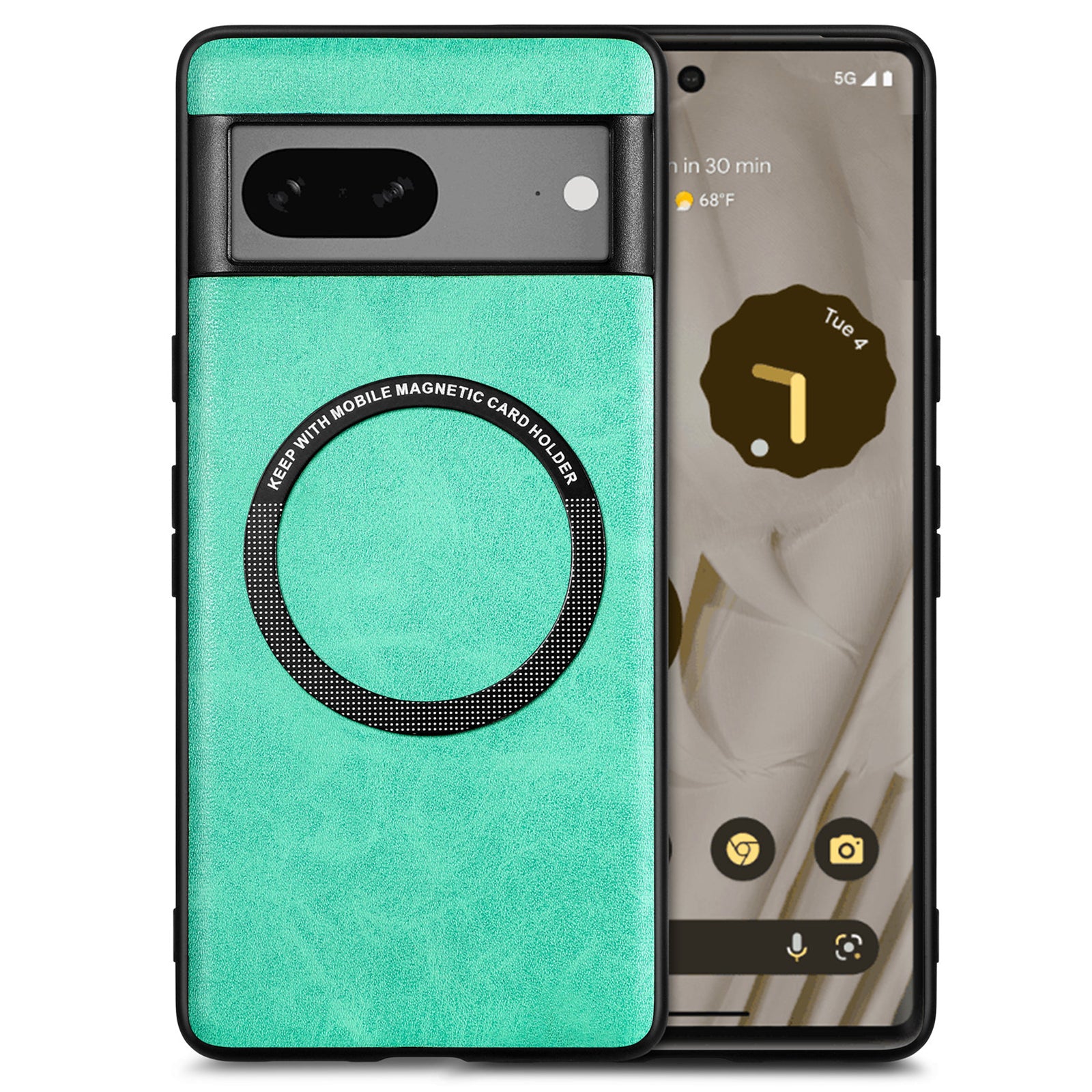 Phone Case Compatible with MagSafe for Google Pixel 7 5G PU Leather Coated PC TPU Cover