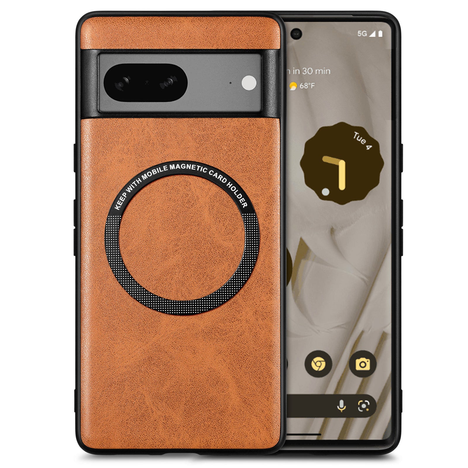 Phone Case Compatible with MagSafe for Google Pixel 7 5G PU Leather Coated PC TPU Cover