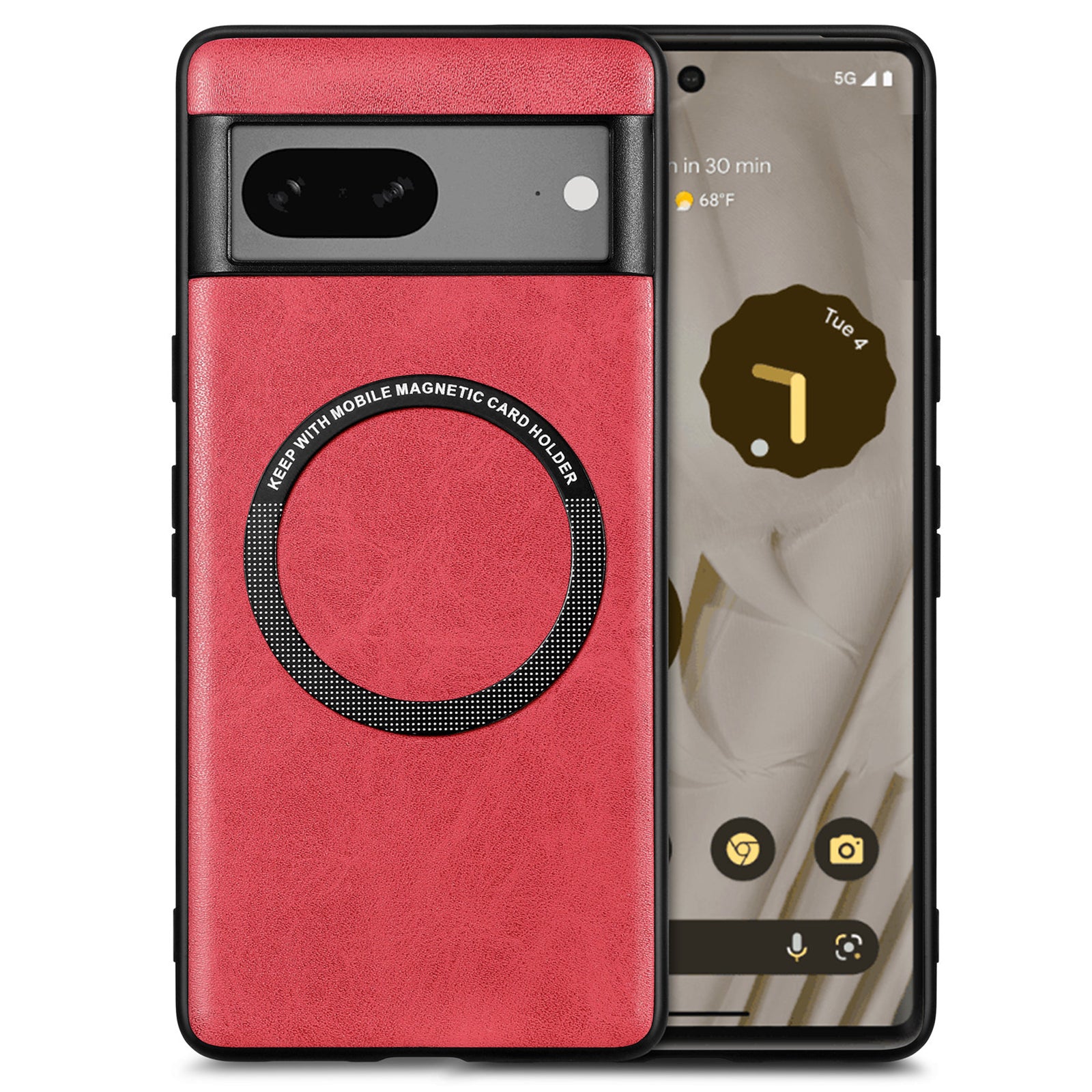 Phone Case Compatible with MagSafe for Google Pixel 7 5G PU Leather Coated PC TPU Cover