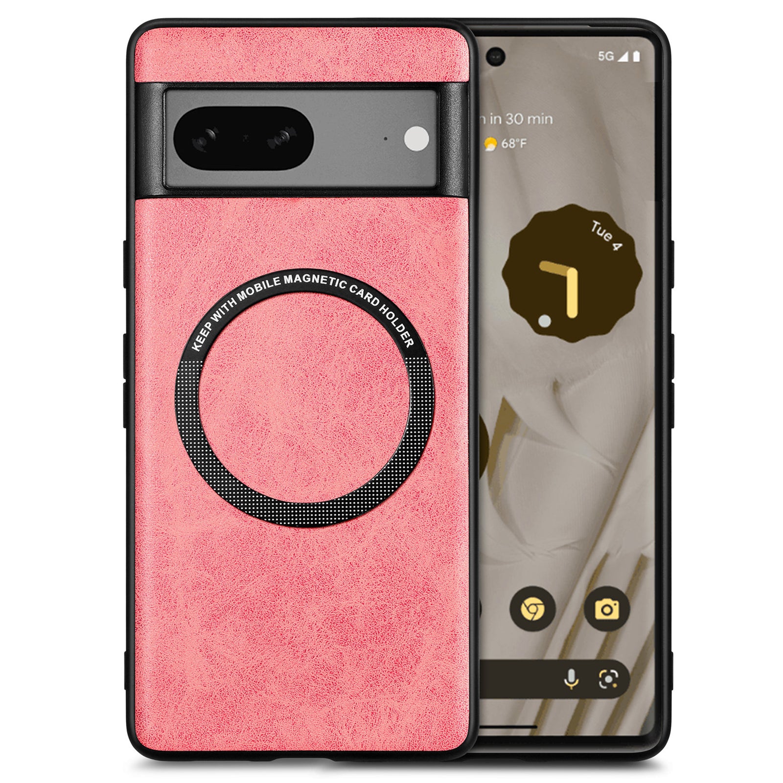 Phone Case Compatible with MagSafe for Google Pixel 7 5G PU Leather Coated PC TPU Cover