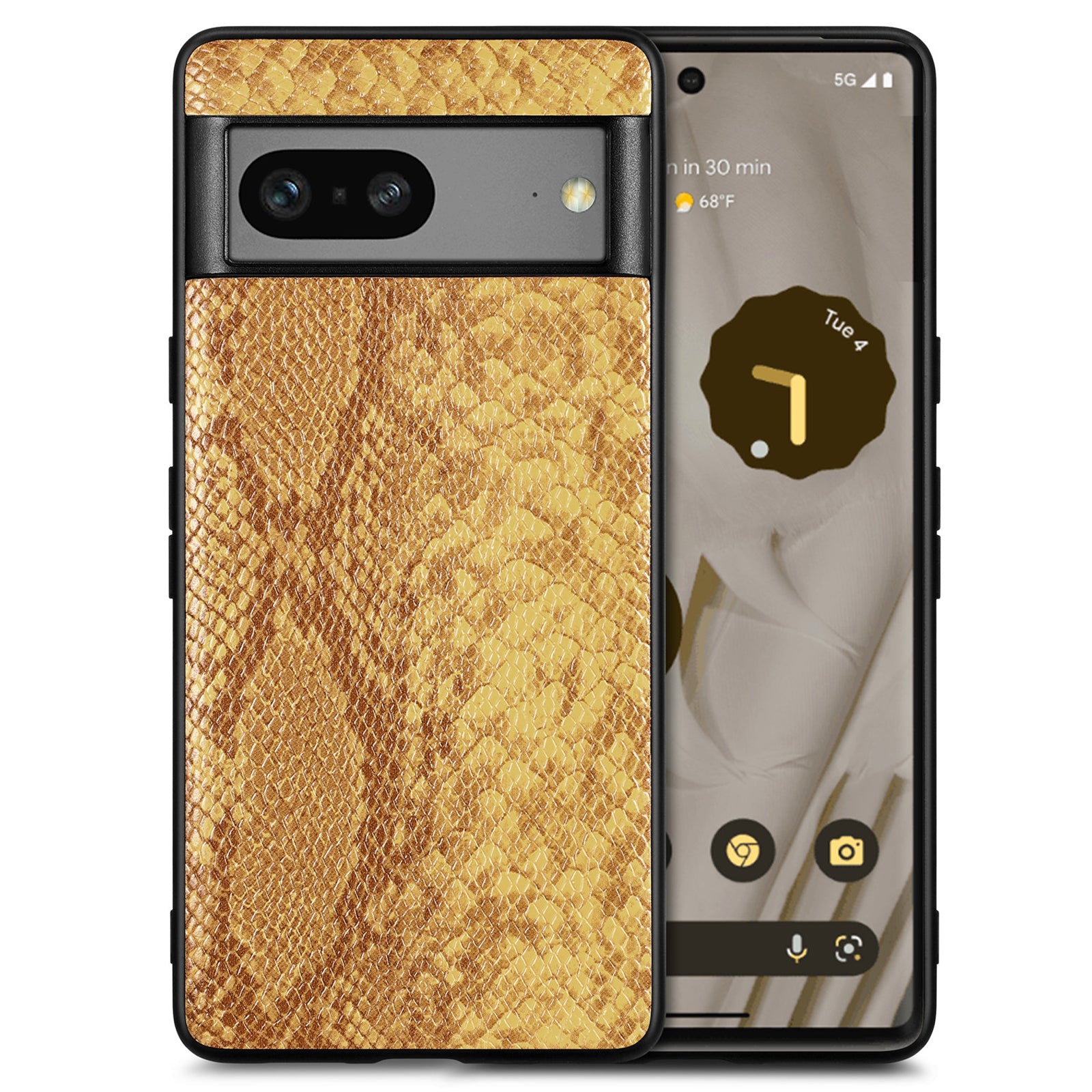 For Google Pixel 7 5G Shockproof Cell Phone Case Snake Texture PU Leather Coated PC TPU Cover