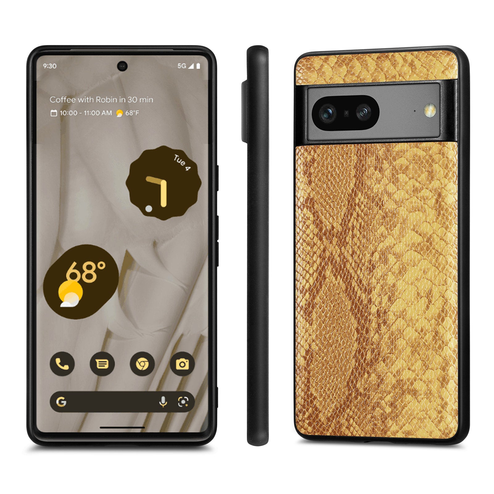 For Google Pixel 7 5G Shockproof Cell Phone Case Snake Texture PU Leather Coated PC TPU Cover