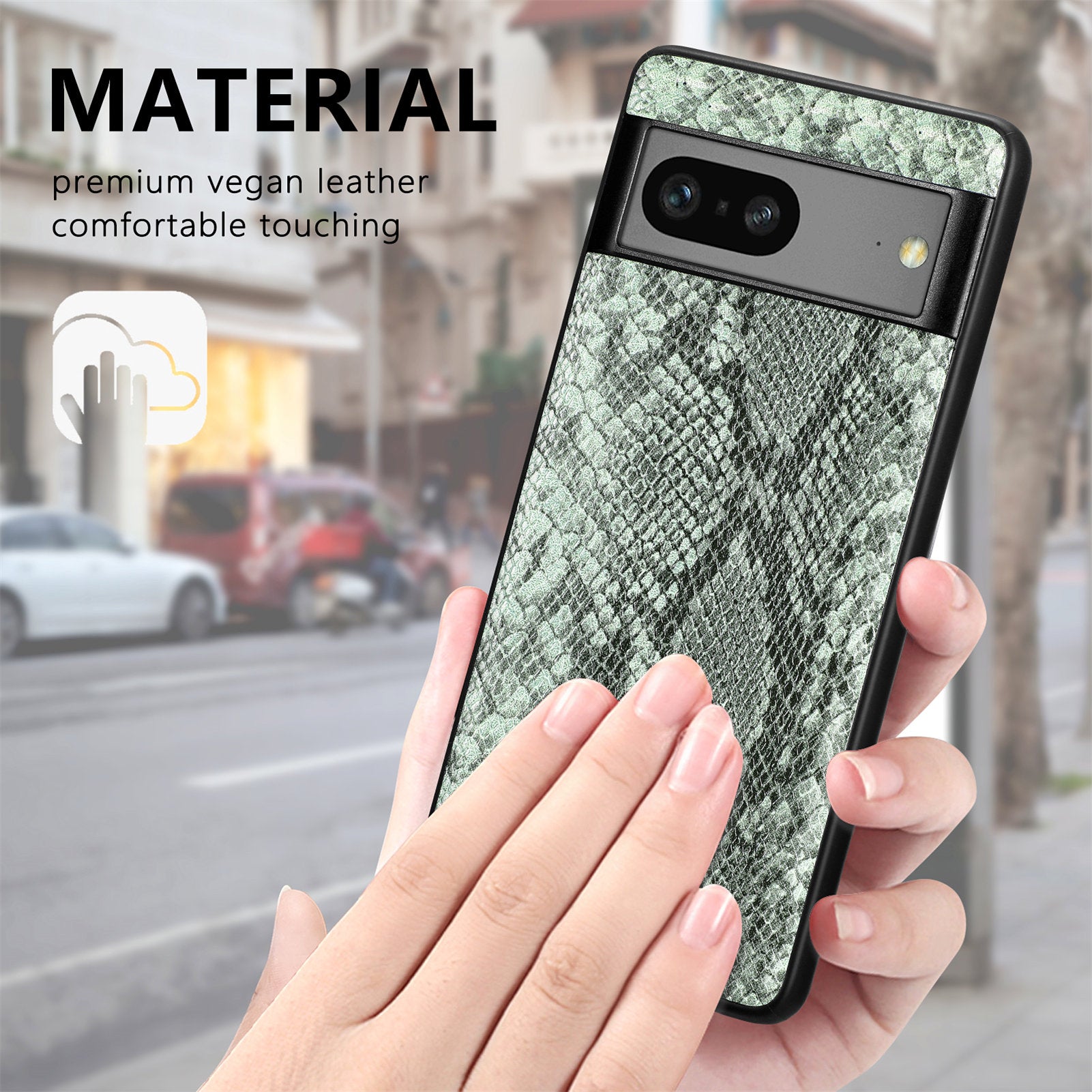 For Google Pixel 7 5G Shockproof Cell Phone Case Snake Texture PU Leather Coated PC TPU Cover